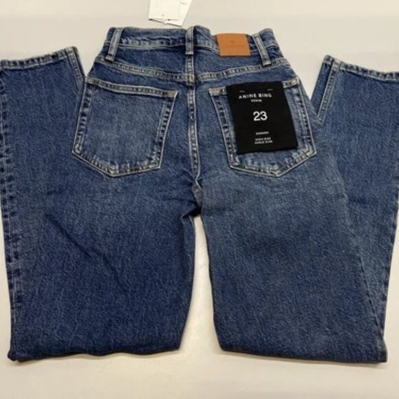 Anine Bing Womens Jean Mid Indigo Blue Size 23 Samara High Rise Ankle Slim - Picture 2 of 11